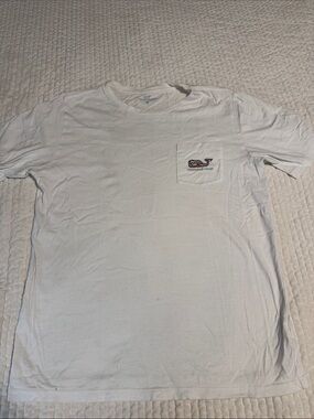 Vineyard Vines White Short-Sleeve Pocket Tee with Whale Patch